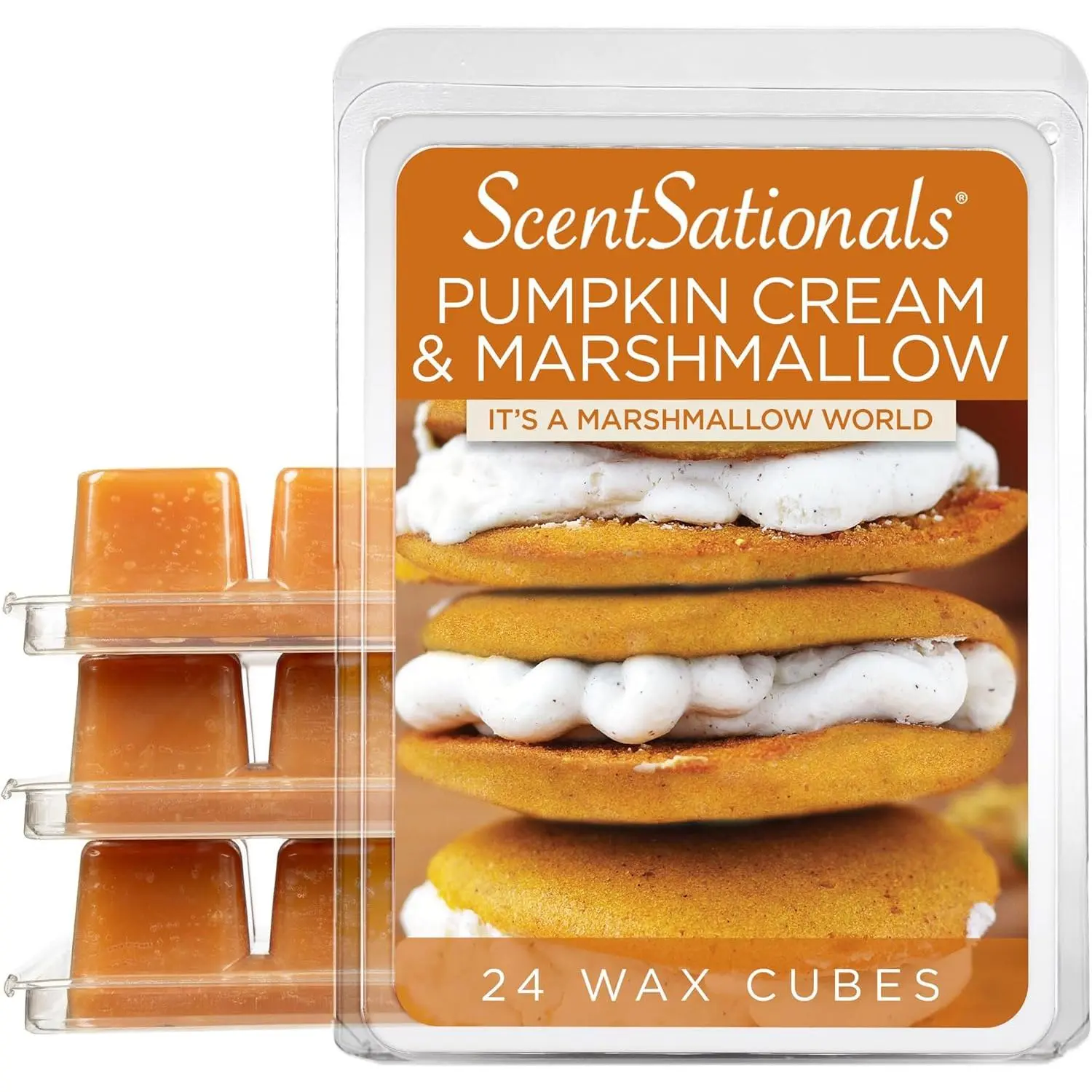 Scentsationals Fall Wax Melts, Wax Cubes Strong Scent - Pumpkin Spice Marshmallow Cream - Long Lasting Scented Melts for Warmer, 10oz (24-Cubes)