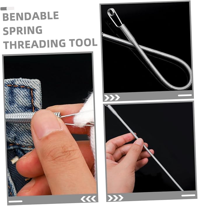 2 PCS Spring Drawstring Needle Threader,DIY Rope Threader Clip,Drawstrings Replacement with Easy Threaders,Drawstring Threader Tool Set,for Drawstring Replacement for Hoodies,Pants