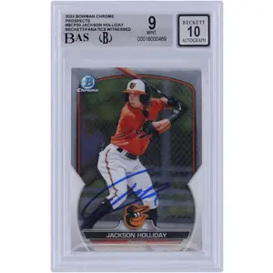 Jackson Holliday Baltimore Orioles Autographed 2023 Bowman Chrome Prospects #BCP-20 Beckett Fanatics Witnessed Authenticated 9/10 Card - Fanatics Authentic Certified