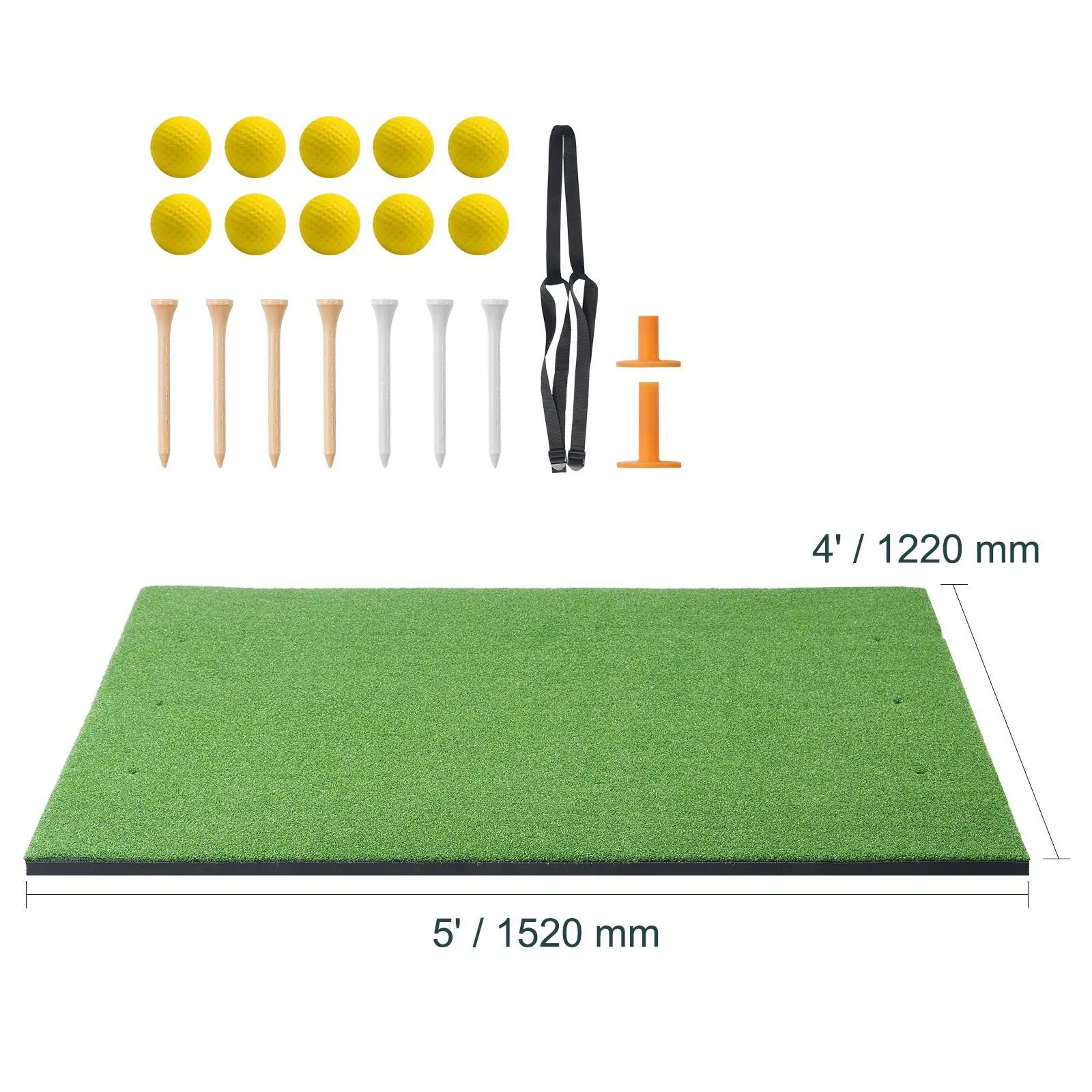【SummerFinds】VEVOR Golf Hitting Mat,  , 5x4ft Artificial Turf Golf Hitting Mat, Golf Hitting Training Aids with 10 Golf Balls, 9 Golf Tees, Golf Practice Hitting Mat for Backyard Driving Indoor Outdoor Training