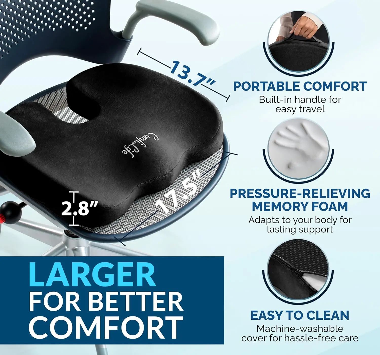 ComfiLife | Gel-Enhanced Memory Foam Seat Cushion Ergonomic