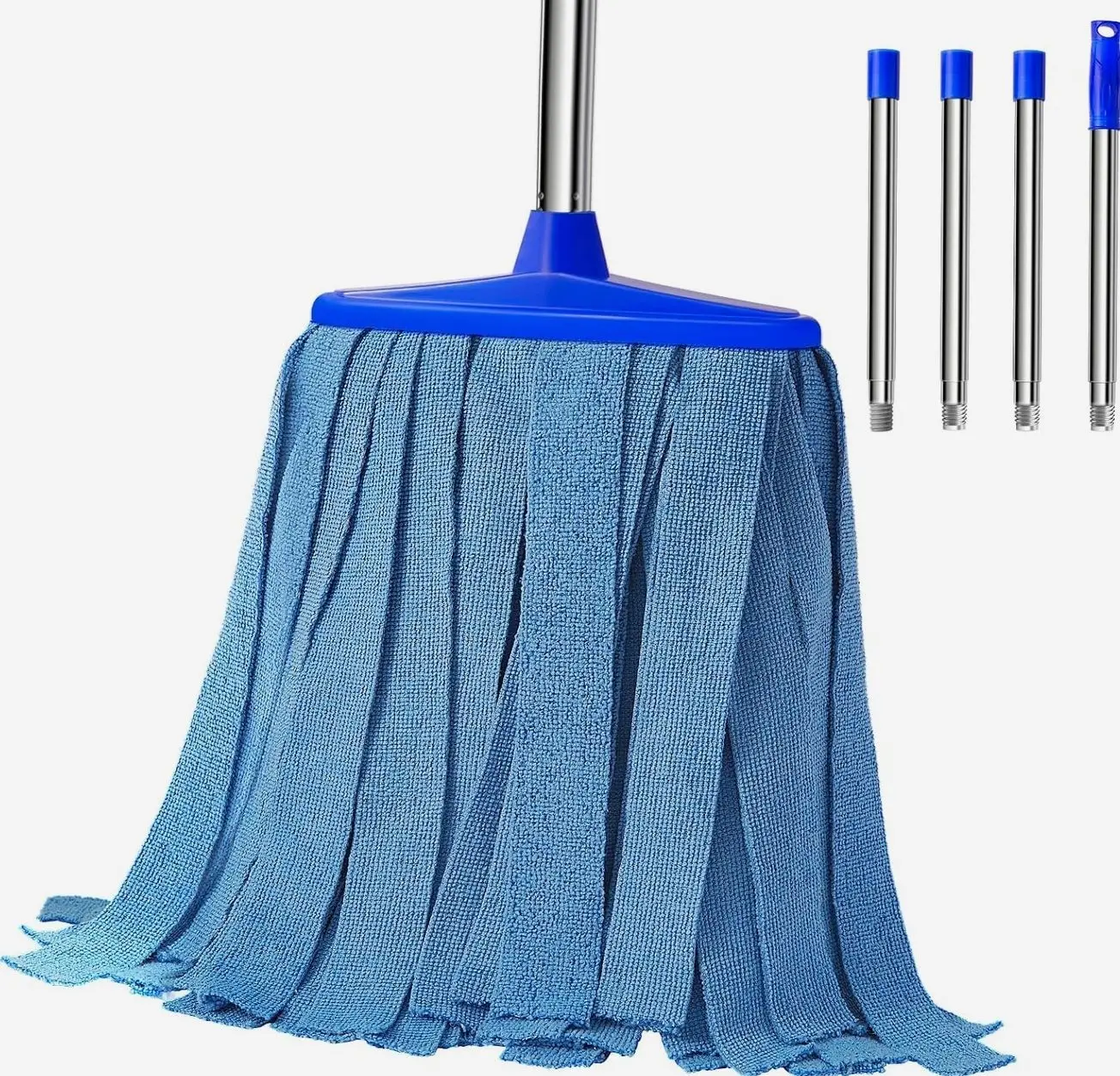 Cloth Mop, Commercial Cloth Mops 52“ Stainless Steel Handle with 1 Mop Head for Floor，Indoor and Outdoor Use , Blue