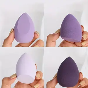 4-Pack Latex-Free Makeup Sponge Blender Set, Wet & Dry Use, Purple & Pink Foundation Applicators