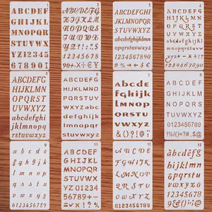 Letter Stencils - 12 Pack, 4 x 7 Inch,  Plastic Alphabet Stencils for  Journaling, Scrapbook Decor & DIY Craft Projects