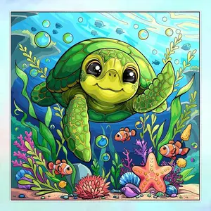 1 set of DIY diamond painting kit, 5D diamond art kit, DIY decoration turtle, tropical fish, coral. Mosaic, diamond art, DIY art home decoration.
