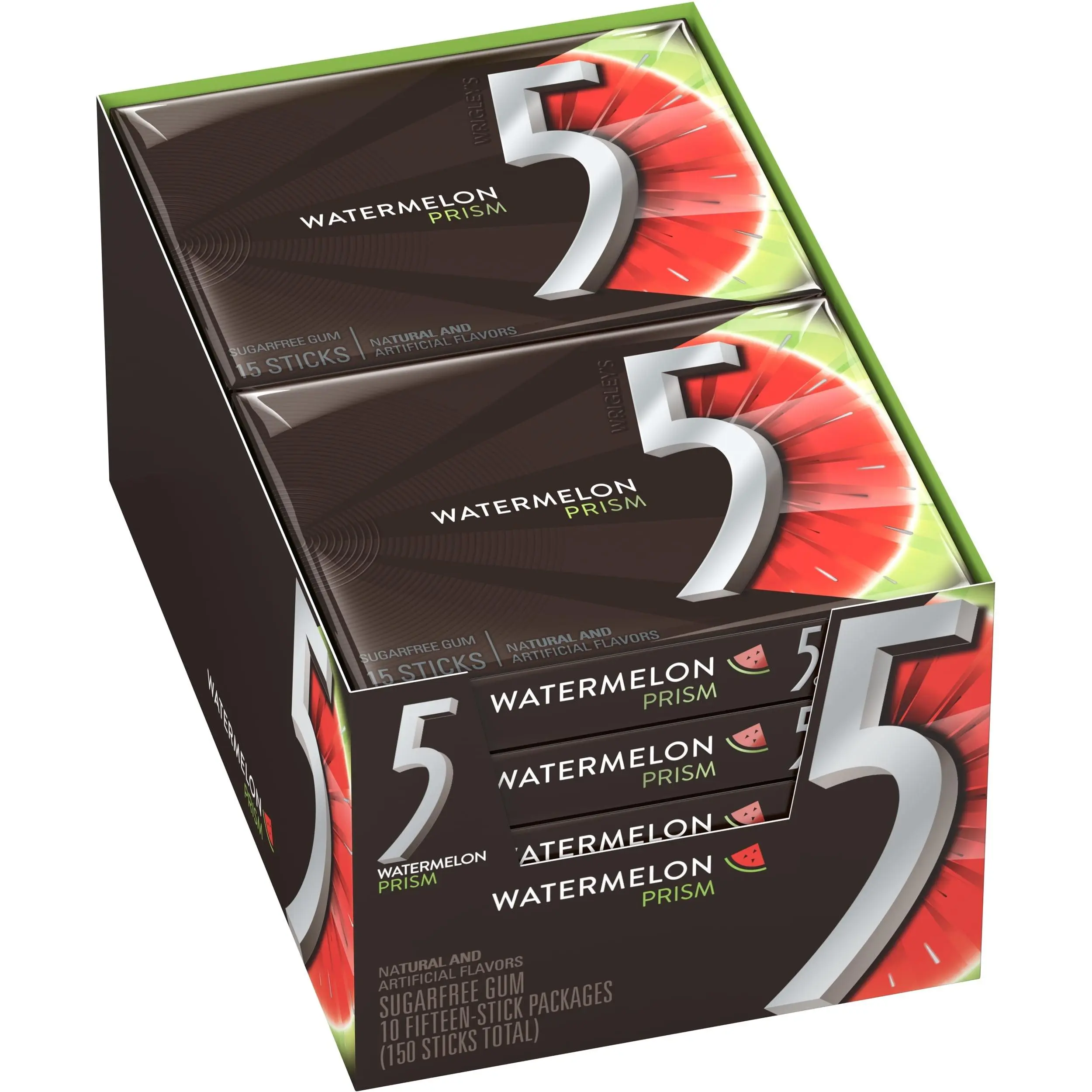 5 Gum Sour Prism Watermelon Gum 15 Stick 10ct