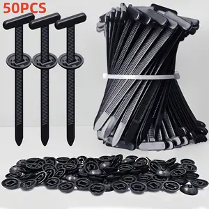50pcs Nylon Universal Cable Tie Clips, Self-Locking Nylon Zipper Fasteners, UV Resistant for Car Mudguard Trunk Repair, Car Accessory, Automotive Accessories