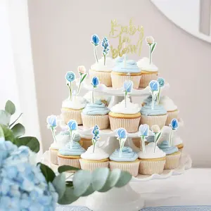 LaVenty cake shed cake topper gender reveal 13 PCS Baby In Bloom Cake Toppers & Wildflower Cupcake Decorations for Baby Shower Floral Birthday Party Supplies Glitter Gold Motifs