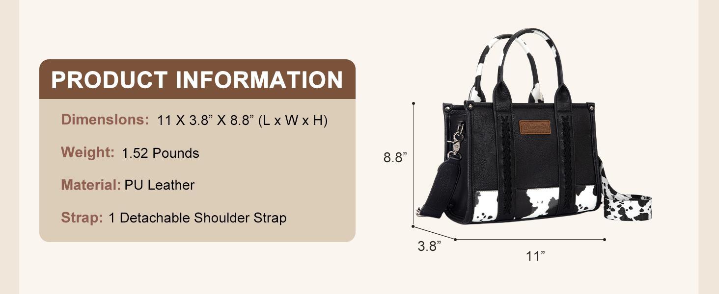 Wrangler Tote Bag for Women Western Cow Print Purse Designer Top Handle Handbags