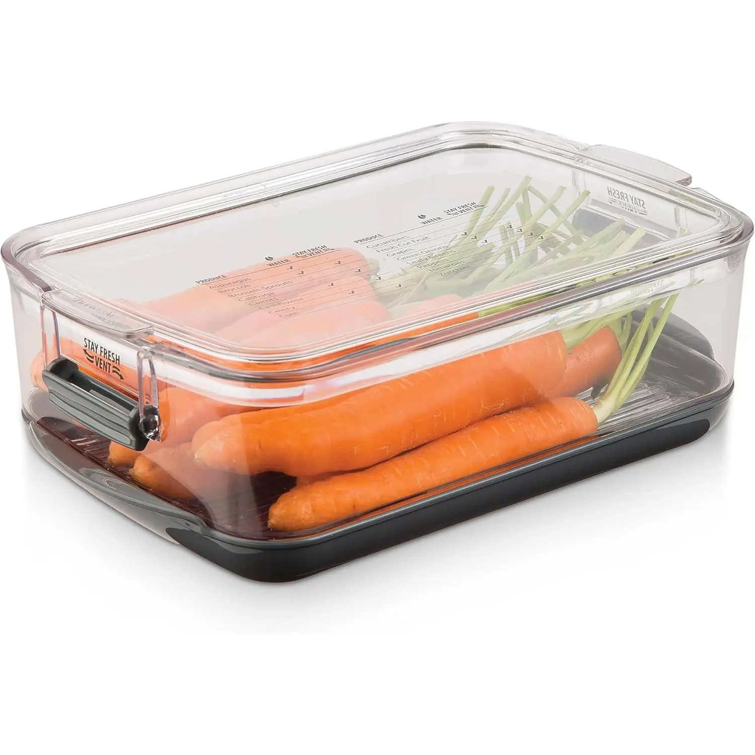 Produce Container, 3-Quart – Stay-Fresh Vent System for Small Peppers and Tomatoes, BPA-Free
