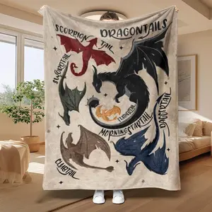 Dragon Pattern Blanket, Soft Throw Blanket, Air-conditioned Room Blanket, Warm Nap Blanket for Home & Office, Gift for Son & Daughter