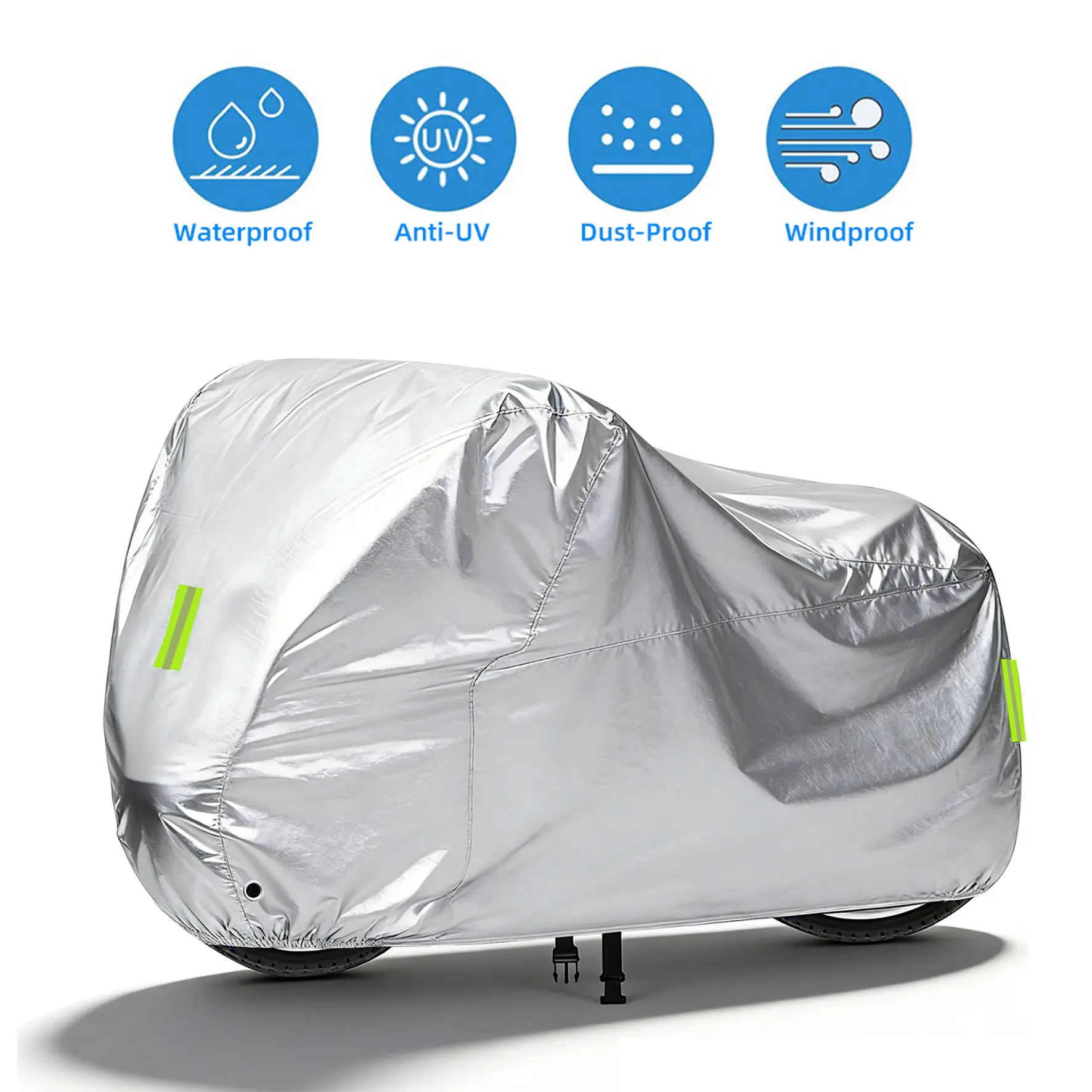 Universal 190T Oxford Motorcycle Cover, UV Resistant, Waterproof, Dustproof, and Snow Resistant, with Anti-theft Lock Holes and Reflective Strips