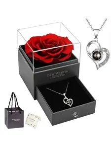 New Projection Fashion Necklace, Love Heart Pendant, Valentine's Day Gift, 100 Languages I Love You, Trendy Jewelry for Women