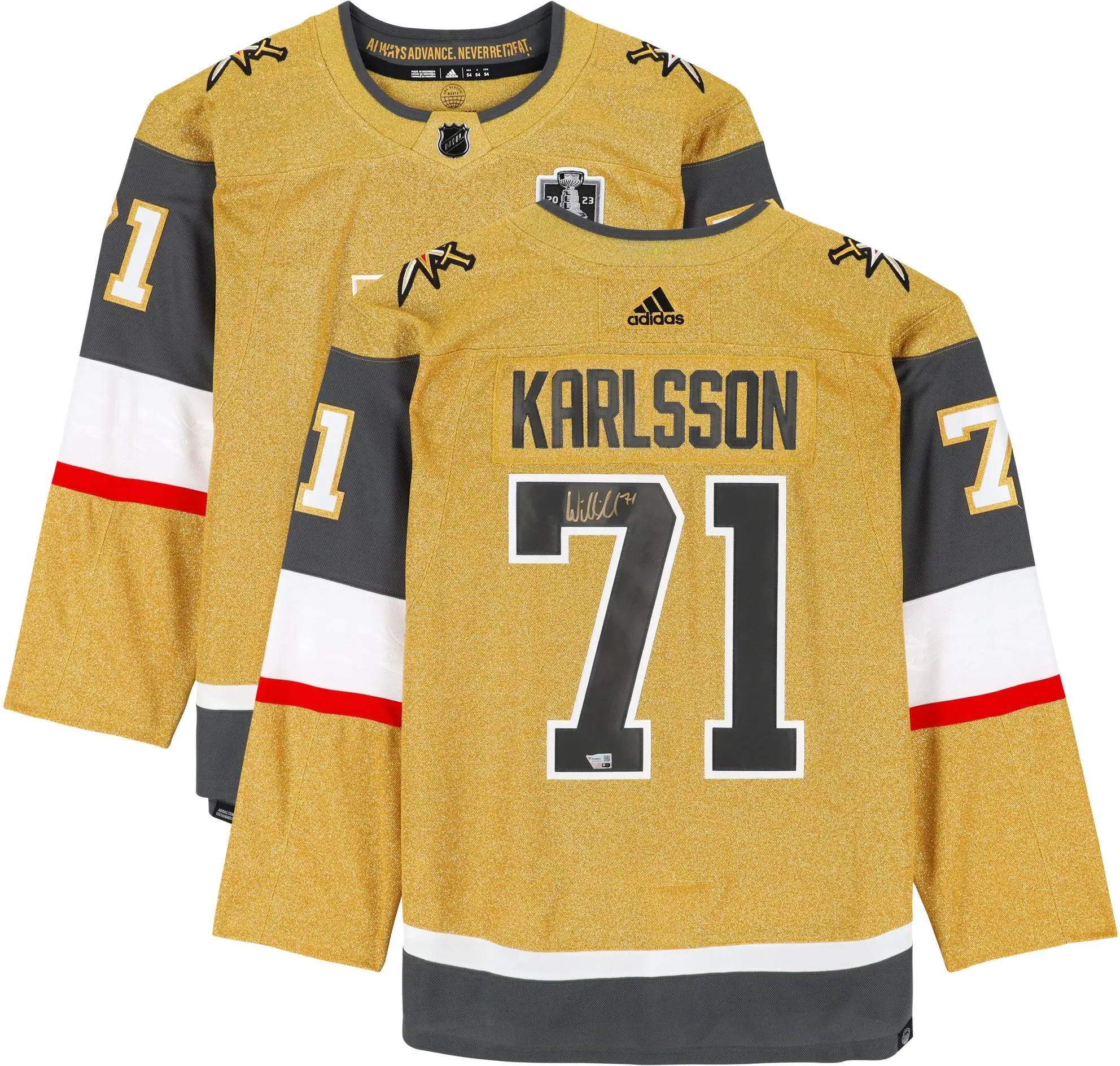 William Karlsson Vegas Golden Knights Autographed Gold Adidas Authentic Jersey with 2023 Stanley Cup Final Patch - Fanatics Authentic Certified