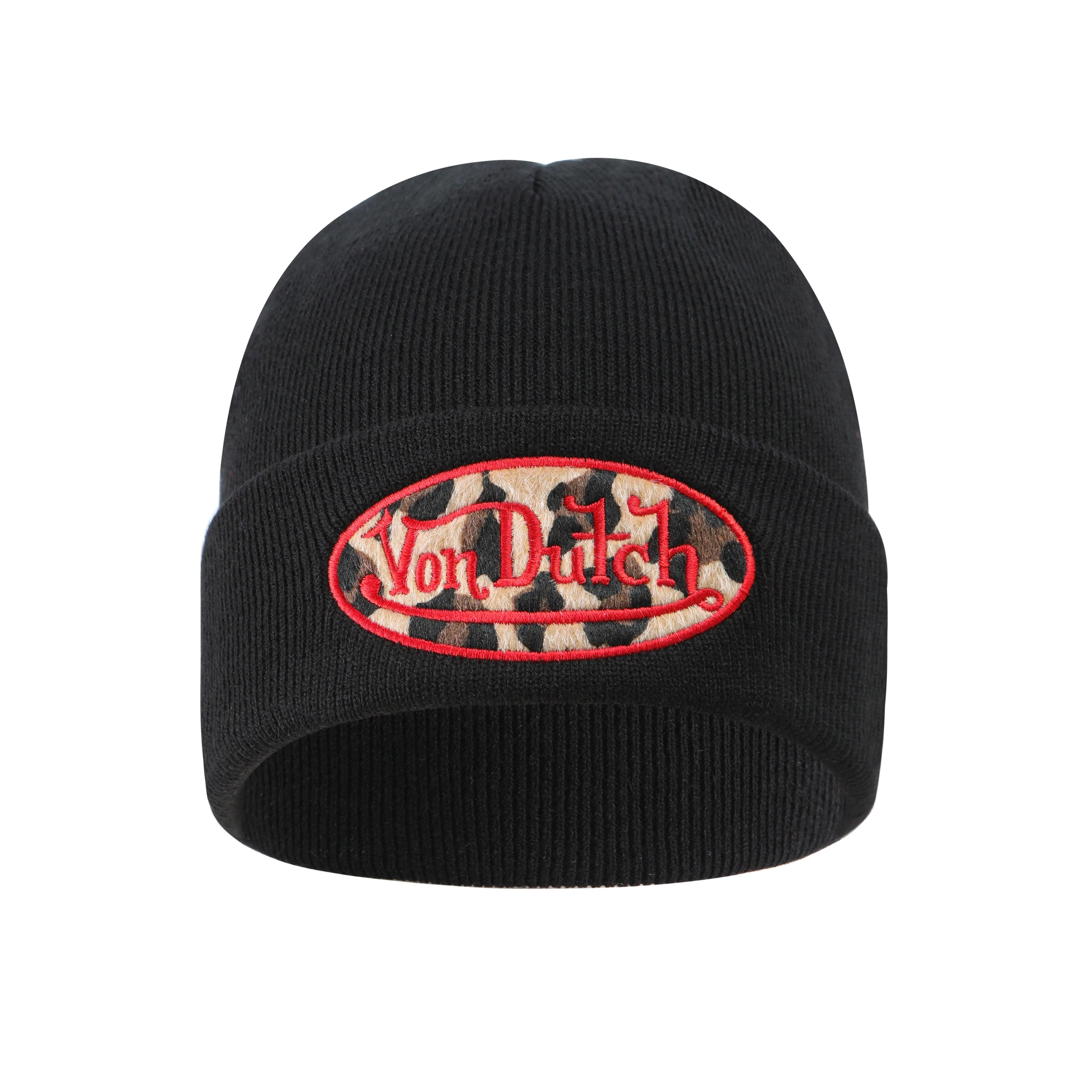 Red Leopard Patch Beanie