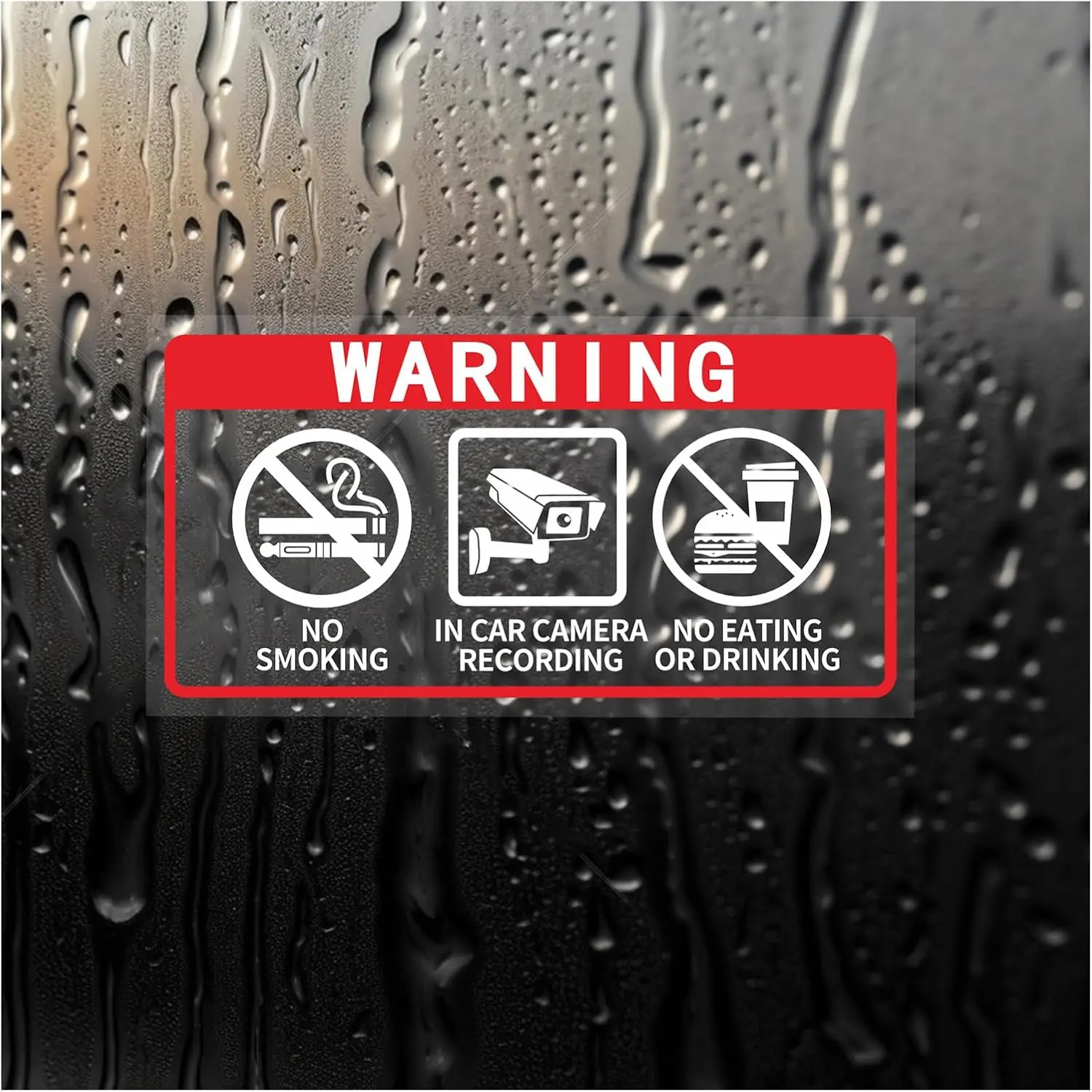 8-Pack Automotive Accessories Self-Adhesive Vinyl Car Stickers, 2x4 Inch Bumper/Windshield Signs - No In-Camera Recording, No Eating or Drinking Rules, Bumper Sticker
