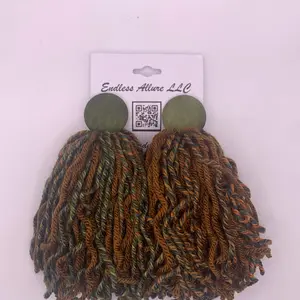 Endless Allure LLC Gator Girl Button Tassel Earrings with Multicolor Fringe and Green Base for Stylish Accessory