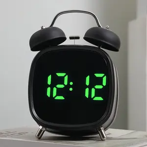 Classic Double Bell Electronic Clock, Digital Bedside Alarm Clock, Adjustable Brightness, Easy to Read, for Bedroom, Home Office, Heavy Sleepers, Digital Alarm Clocks
