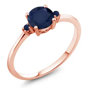 10K Rose Gold Blue Sapphire Solitaire Engagement Ring For Women (1.13 Cttw, Round 6MM, Gemstone September Birthstone)