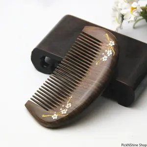Natural Gold Sandalwood Small Comb, Fine Tooth Natural Wood Structure, Anti Static Scalp Acupuncture Point Massage Hair Comb For Gift