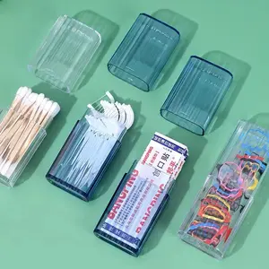 Mini Portable Transparent Cosmetics Accessories Storage Box Practical Toothpick Cotton Swab Case for Travel or Business Trip