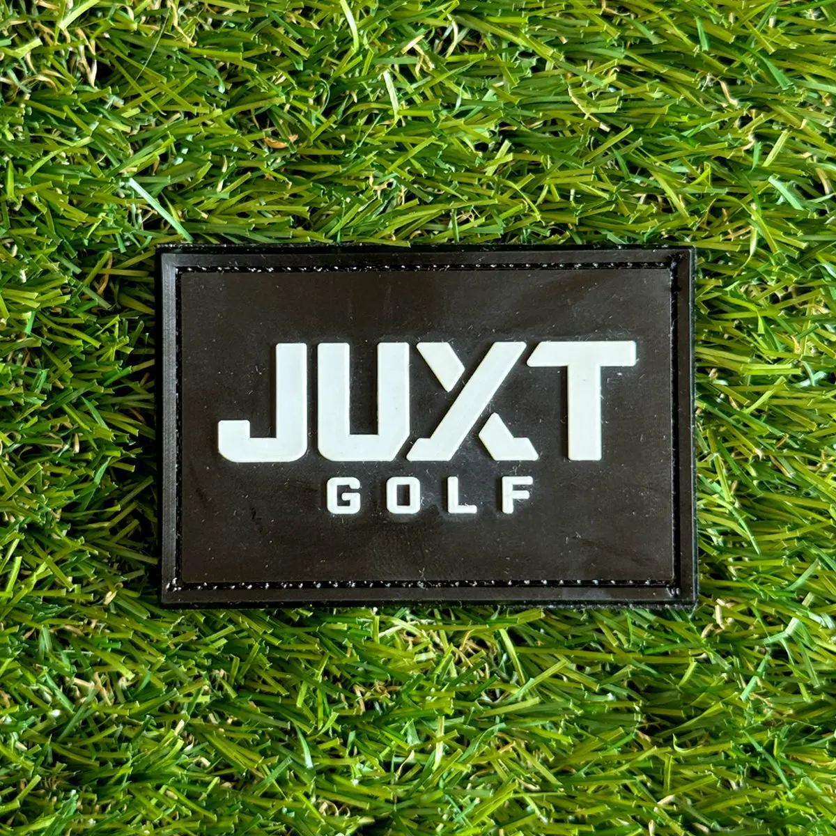 JUXT Logo B&W 3D Golf Morale Embroidery Patch - Premium Texture, Raised Texture, Velcro Hook Backing, Instant Attachment, Mix-and-Match Design, Ideal for Golfers