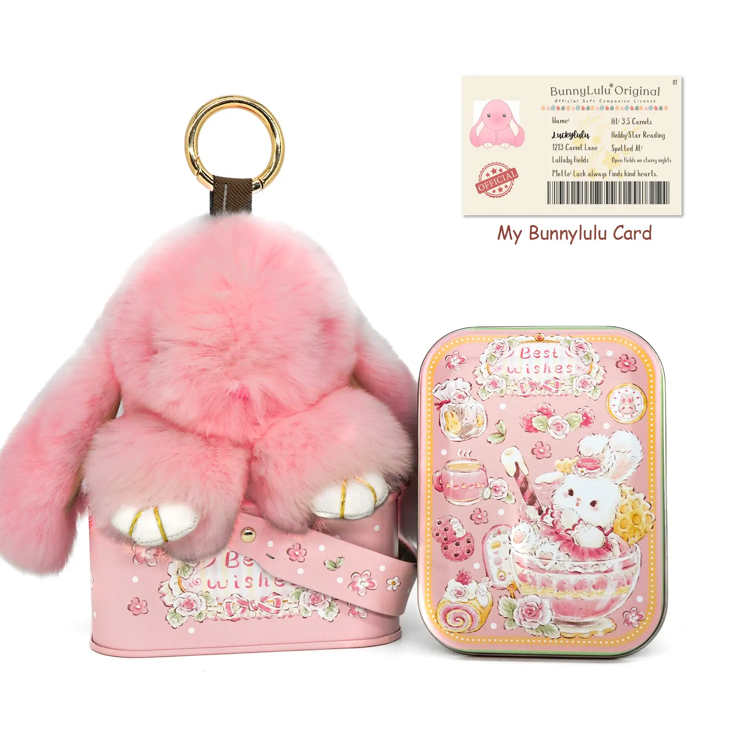 【BunnyLulu】Handmade Bunny PomPom Keychain with Collector's Tin – Cute Bag Charm, Fun Gift for Friends 【BunnyLulu】Handmade Bunny PomPom Keychain with Collector's Tin – Cute Bag Charm, Fun Gift for Friends