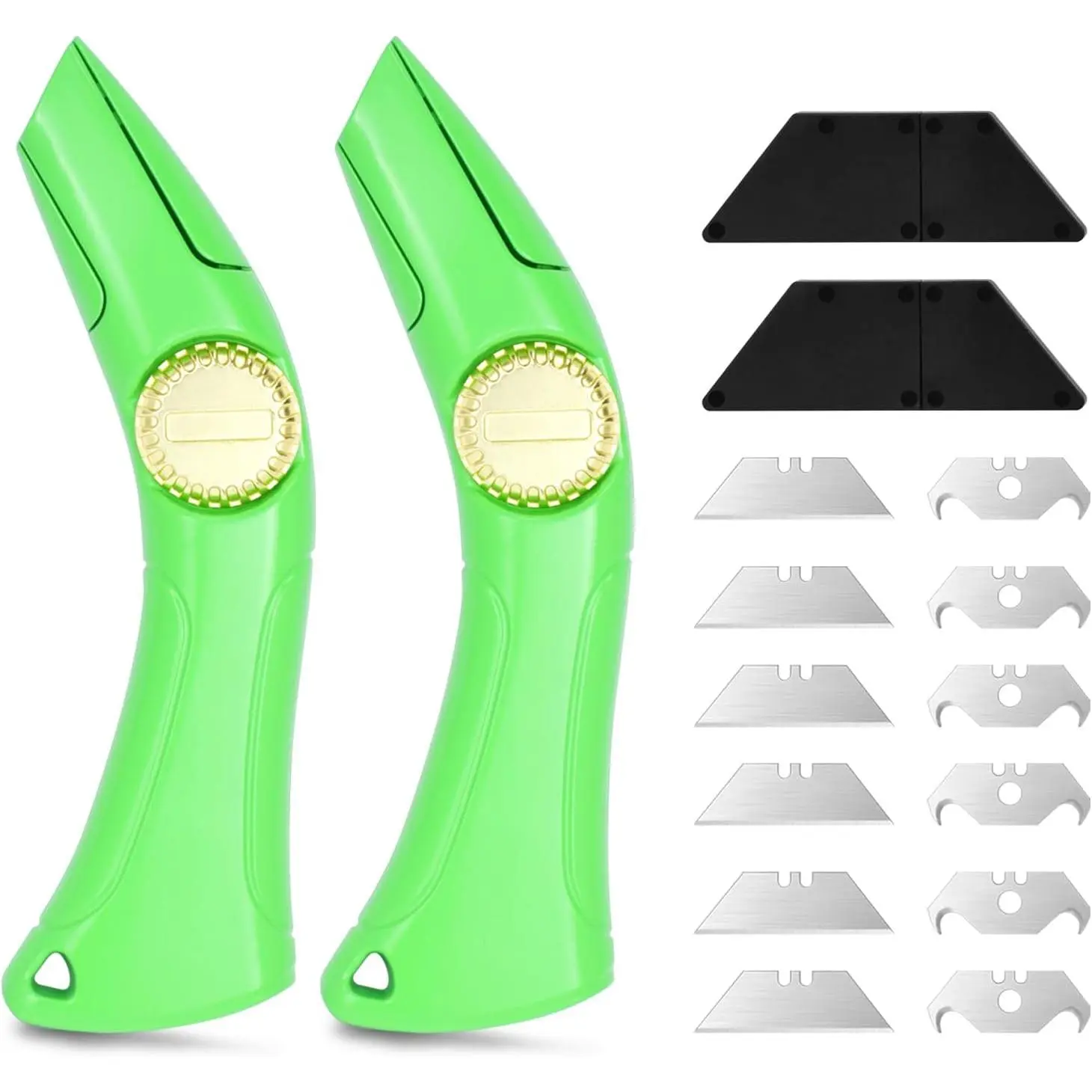 2 Sets of Heavy-Duty Roofing Shark Knives - Each Set Includes 6 Fixed Blades & 1 Blade Box - Ideal for Cutting Drywall, Duct, Carpet, and Cardboard (2), Shingles, Comprehensive Blade Replacement Kit