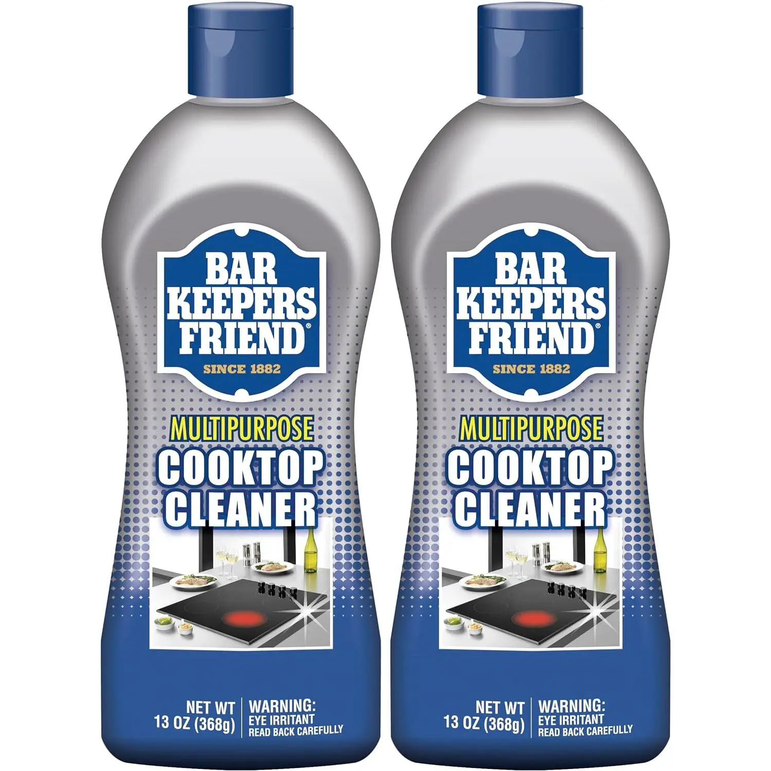 Bar Keepers Friend Cooktop Cleaner (2 x13 oz) Multipurpose Liquid Stovetop Cleanser - Safe for Use on Glass or Ceramic Cooking Surfaces, Copper, Brass, Chrome, and Stainless Steel & Porcelain Sinks