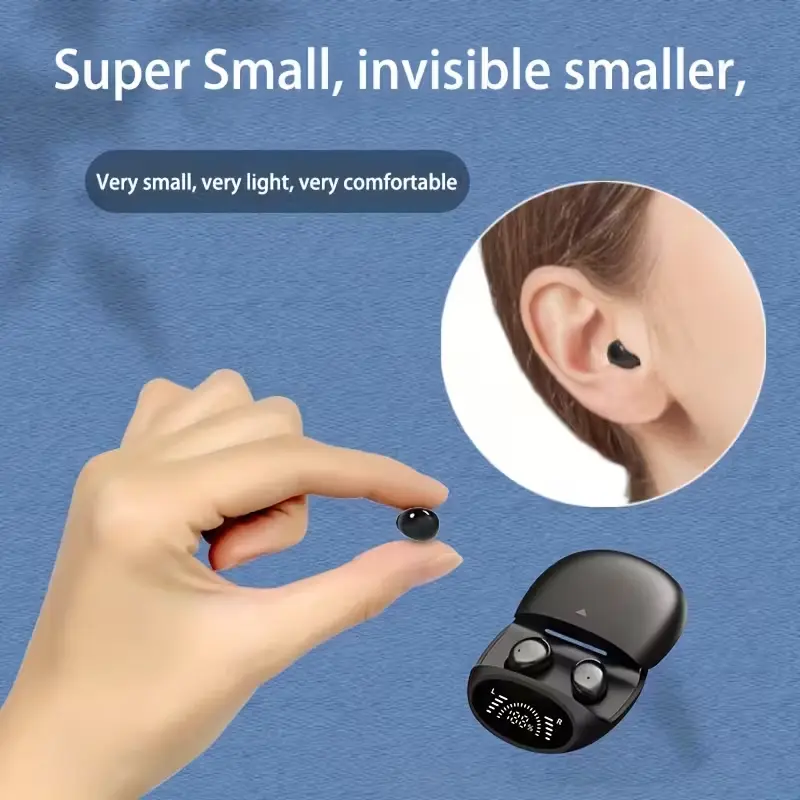 Wireless BT Miniature In-Ear Plastic Earbuds - Cordless Slide-Type Audio Device, Portable, Fits Small Ear Canals, Compatible with Cellphones, Non-Water-Resistant