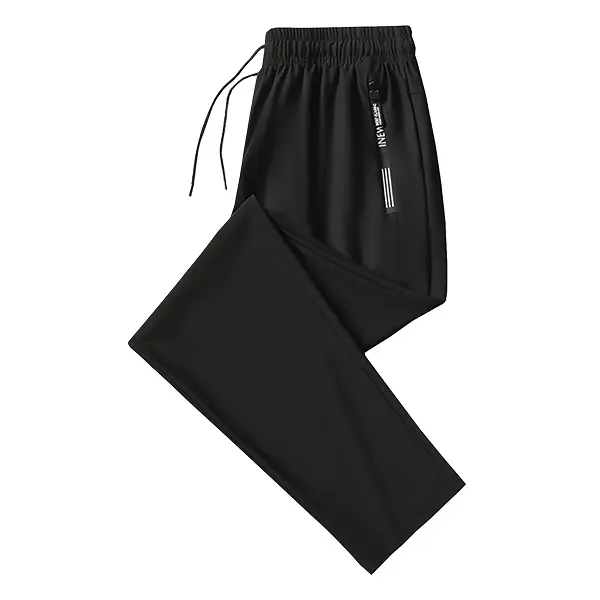 1PCS Ice Silk Sports Pants with Drawstring, Elastic Design, Zippered Pockets, Thin High-Elastic Quick-Dry Fitness Trousers, Skin-Friendly Smooth Soft Fabric, Suitable for Indoor Sports, Summer Outdoor Sports, Breathable Activewear Bottoms
