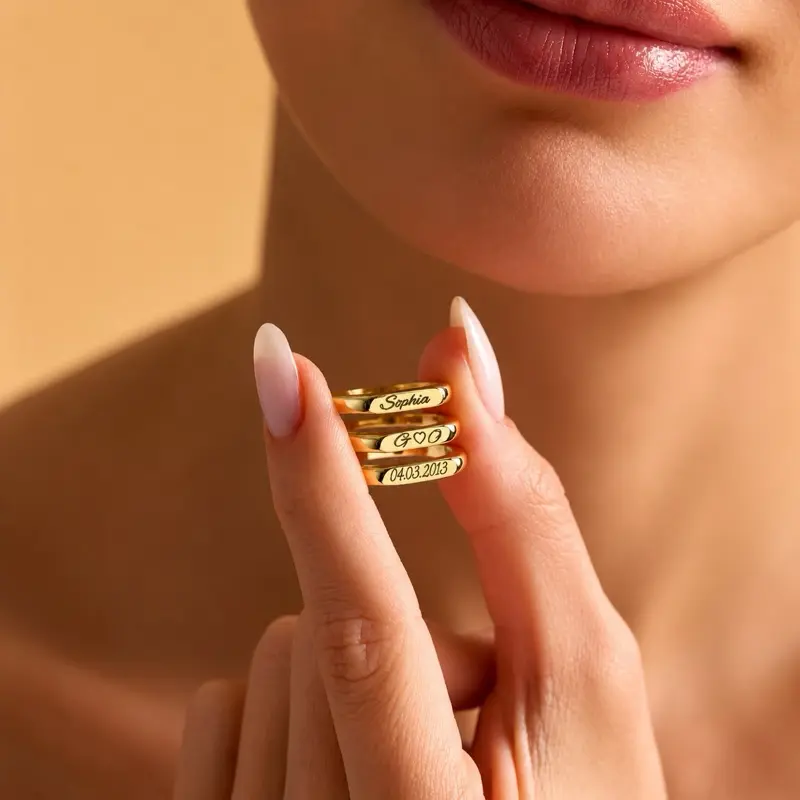 Personalized Name Ring for Women, Custom Engraved Gold & Silver Ring, Minimalist Signet Ring, Custom Date Ring, Promise Ring, Gift for Her