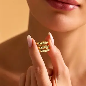 Personalized Name Ring for Women, Custom Engraved Gold & Silver Ring, Minimalist Signet Ring, Custom Date Ring, Promise Ring, Gift for Her