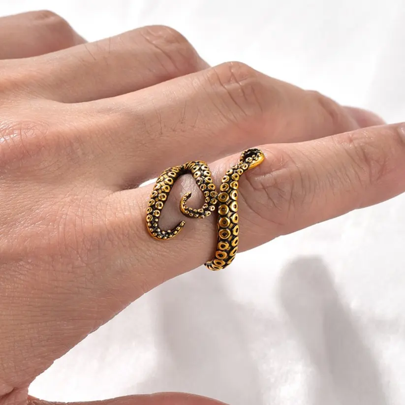 U7 Octopus Rings Mens Ring Jewelry Aesthetic Grunge Vintage Punk Jewelry