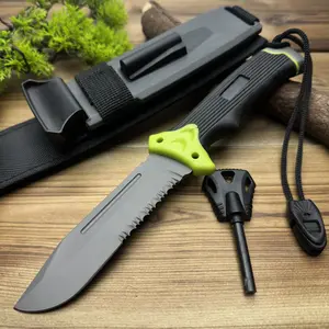 Outdoor survival knife, multi-functional portable wilderness survival knife, wilderness camping knife, outdoor straight knife, portable rock climbing knife