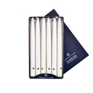 Colonial Candle - 10" Handipt Taper Candles - White (12 Pack)