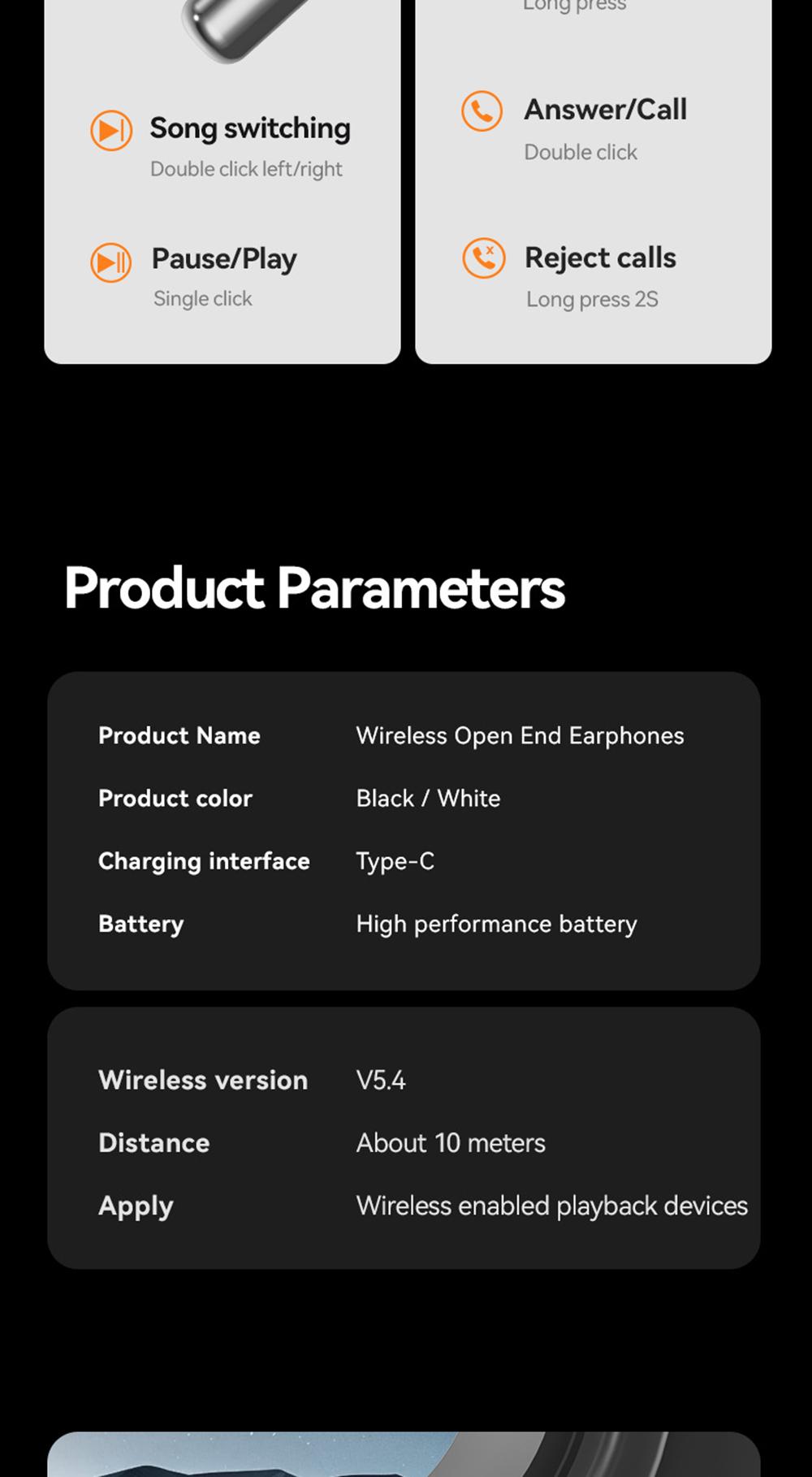 KEAI M113 Bluetooth Wireless 5.4 Earbuds, 2-in-1 OWS Rotatable Bluetooth Earbuds with USB C Charging Case, Suitable for Office, Travel, Sports, Learning