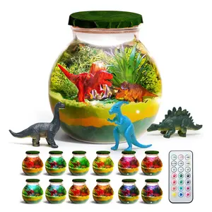 Kids DIY Dinosaur Micro Landscape Night Light, 13 Color Lights, Remote Control, Bedroom Bedside Ambiance Lamp, Birthday Gift for Boys Aged 3+