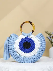 Women's Colorblock Crochet Handbag, Casual Large Capacity Handbag for Daily Used, Trendy All-match Bag for Commute, Work, Travel