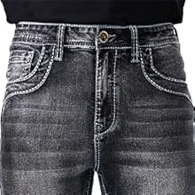 Men's Loose Fit Embroidered Jeans - Cotton Denim Work Pants for Men Everyday Casual Classic Streetwear Style