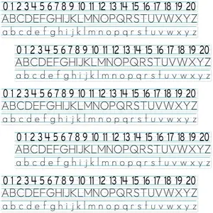 Reusable letter and number strips for desks, 12 sets, 7.25-inch educational writing guide for kindergarten through first grade