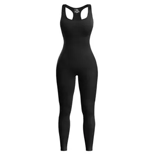 SeSe Code Women Jumpsuits with Tummy Control, Sleeveless Romper Workout Playsuit Yoga Jumpsuits