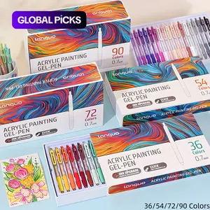 36/54/72/90-Color Acrylic Gel Pen Set, Retractable 0.7 mm Tip, Rich-Color Large-Capacity Ink Pens, Art Supplies for Diary, Cards, DIY Coloring and Doodling, Stackable Clip Acrylic Gel Pens #GLOBAL PICKS