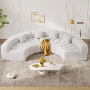 【2 Packages shipping】Oversized Curved Cloud Couch, 4 Seater Modern Modular Sectional Sofa, Convertible Boneless Couches for Living Room, No Assembly Required, White 1 PCS