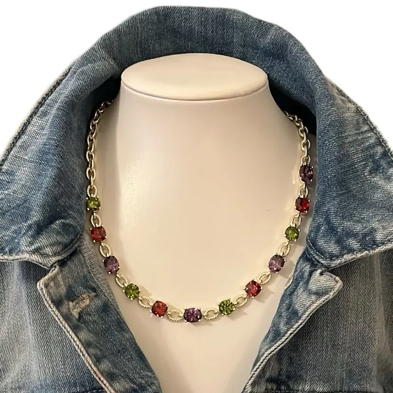 The Cory Necklace Red Green Purple Jewel Candy Vibes Necklace with Elegant Beaded Design and Vibrant Color Palette for Versatile Jewelry Lovers