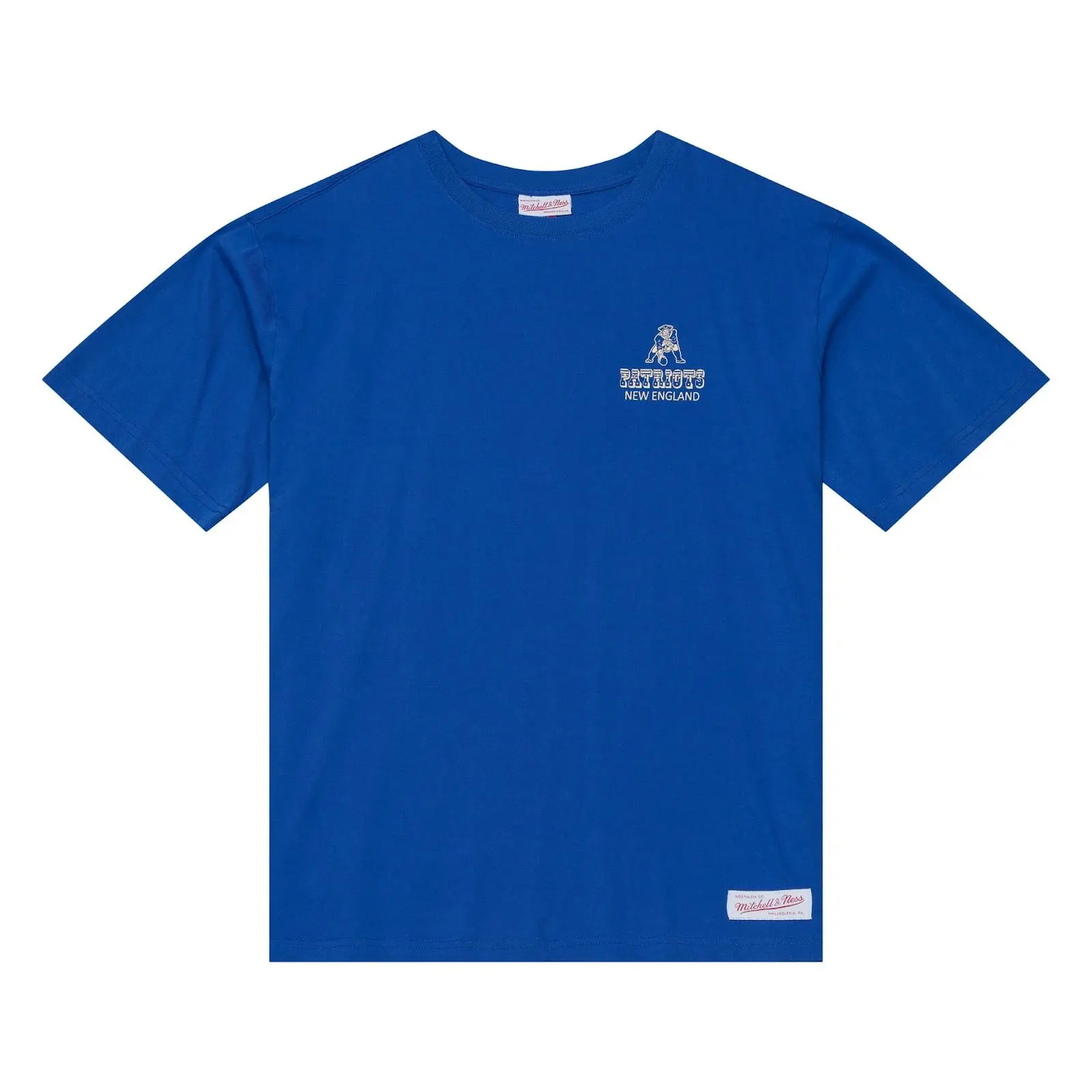 New England Patriots Royal Core Essentials T-Shirt NFL Throwback Tee Graphic Vintage Fan Gear Mitchell & Ness