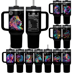 Constellation Pattern Tumbler, 1 Count 40oz/1100ML Stainless Steel Double Wall Vacuum Insulated Tumbler, Zodiac Gifts for Women and Men, Drinkware, Thermos Cup, Vacuum Insulated Flask