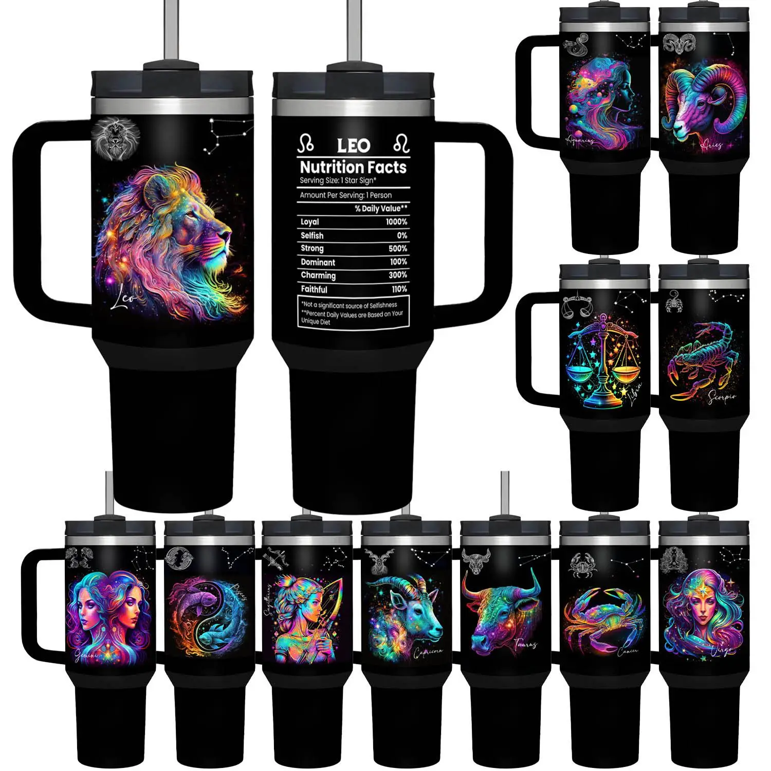 Constellation Pattern Tumbler, 1 Count Stainless Steel Double Wall Vacuum Insulated Tumbler, Portable Drinking Cup for Home Office School, Drinkware