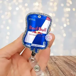 Funny Energy Drink Nurse Badge Reel,Red Bull Inspired Badge Holder, Caffeine Lover Nurse Gift , Night Shift RN Badge Reel,ICU ER Nurse Badge