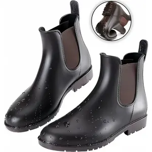 Stylish Waterproof Ankle Rain Boots for Women - Non-Slip, Short, Fashion Outdoor Shoes with Comfortable Insoles and Easy Slip-On Design